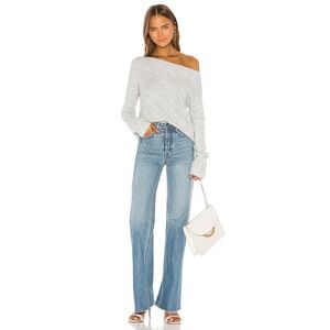 NWT Lovers‎ and Friends Heather Grey Boat Neck Off Shoulder Knit Sweater Small